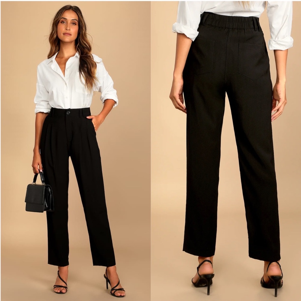 Lulu’s | Strictly Business Black High Waisted Trouser Pants